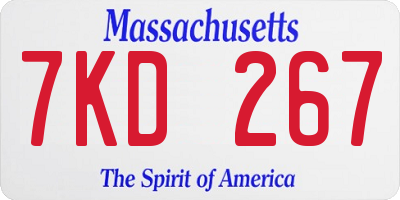MA license plate 7KD267