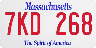 MA license plate 7KD268