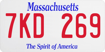 MA license plate 7KD269