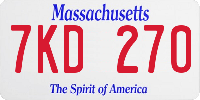 MA license plate 7KD270