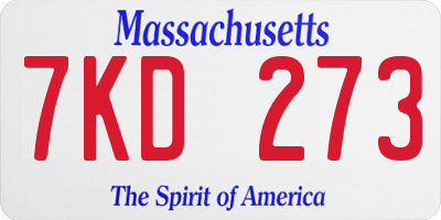 MA license plate 7KD273