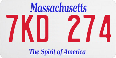 MA license plate 7KD274