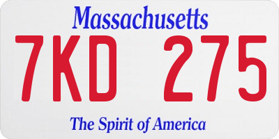 MA license plate 7KD275