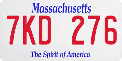 MA license plate 7KD276