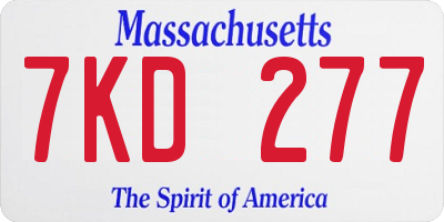 MA license plate 7KD277