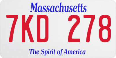MA license plate 7KD278