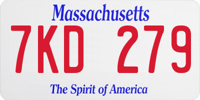 MA license plate 7KD279