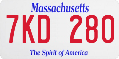 MA license plate 7KD280