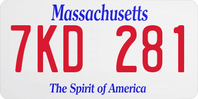 MA license plate 7KD281