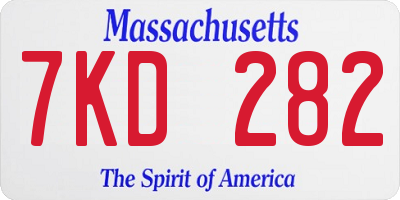 MA license plate 7KD282