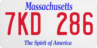 MA license plate 7KD286