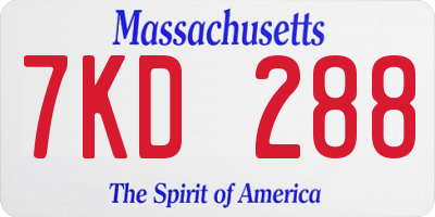 MA license plate 7KD288