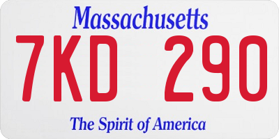 MA license plate 7KD290