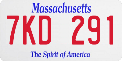 MA license plate 7KD291