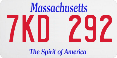 MA license plate 7KD292