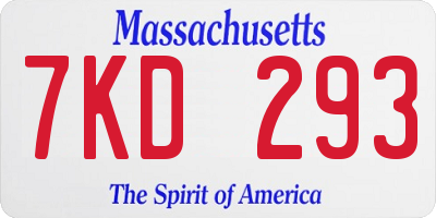 MA license plate 7KD293