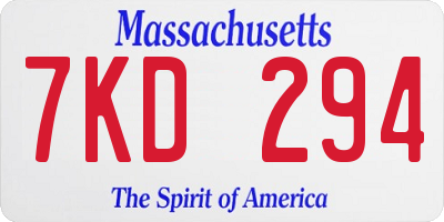 MA license plate 7KD294
