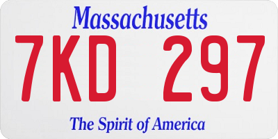 MA license plate 7KD297