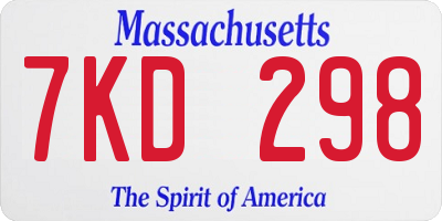 MA license plate 7KD298