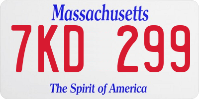 MA license plate 7KD299