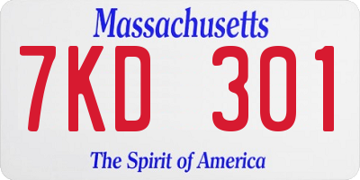 MA license plate 7KD301