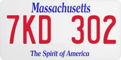 MA license plate 7KD302