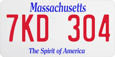 MA license plate 7KD304