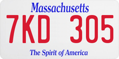 MA license plate 7KD305