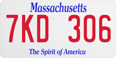 MA license plate 7KD306