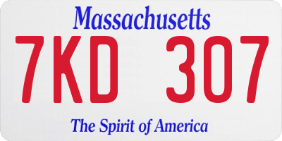 MA license plate 7KD307