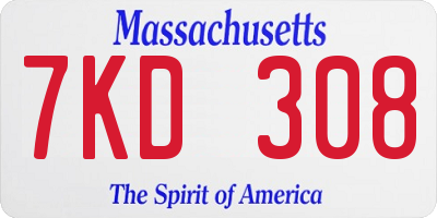 MA license plate 7KD308