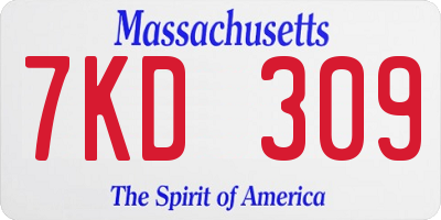 MA license plate 7KD309