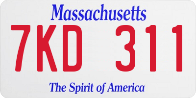MA license plate 7KD311