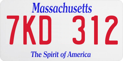 MA license plate 7KD312
