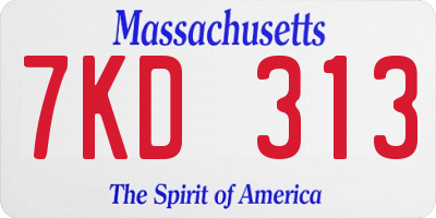 MA license plate 7KD313