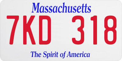 MA license plate 7KD318