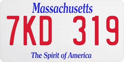 MA license plate 7KD319