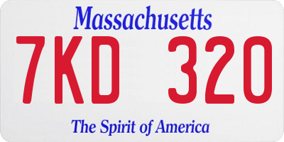 MA license plate 7KD320