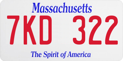MA license plate 7KD322