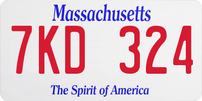 MA license plate 7KD324