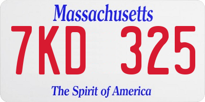 MA license plate 7KD325