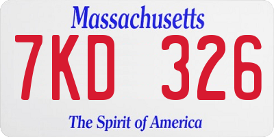 MA license plate 7KD326