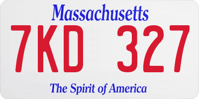 MA license plate 7KD327