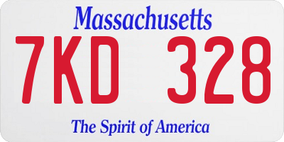 MA license plate 7KD328