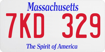 MA license plate 7KD329