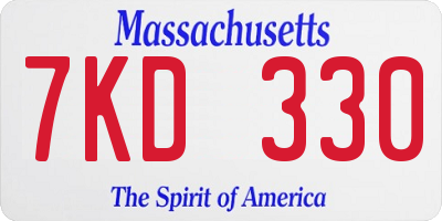MA license plate 7KD330