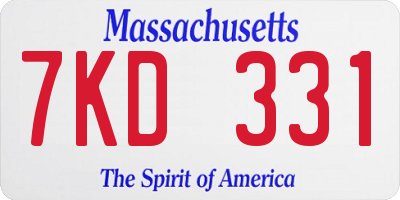 MA license plate 7KD331