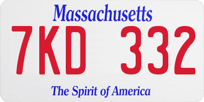 MA license plate 7KD332