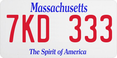 MA license plate 7KD333