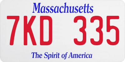MA license plate 7KD335